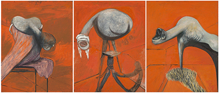 Francis Bacon, Three Studies for Figures at the Base of a Crucifixion, 1944. Image © Tate, Artwork © The Estate of Francis Bacon. All rights reserved. DACS 2021.